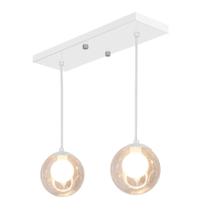Pendente Retangular Duplo Branco Harmony Bolinha Ambar