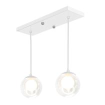 Pendente Retangular Duplo Branco Harmony Bolinha Vidro