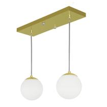 Pendente Retangular Duplo Dourado Orby Bolinha Vidro