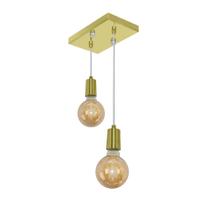 Pendente Retangular Duplo Tubo Gourmet Dourado