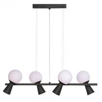 Pendente Retangular Preto Fosco Globos Branco 90cm 4G9