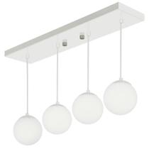 Pendente Retangular Quadruplo Branco Orby Bolinha Vidro