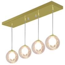 Pendente Retangular Quadruplo Dourado Harmony Bolinha Ambar