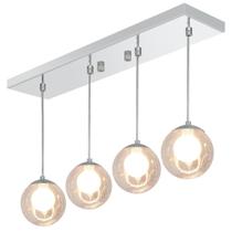 Pendente Retangular Quadruplo Escovado Harmony Bolinha Ambar