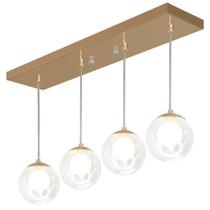 Pendente Retangular Quadruplo NewCobre Harmony Bolinha Vidro