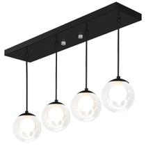Pendente Retangular Quadruplo Preto Harmony Bolinha Vidro