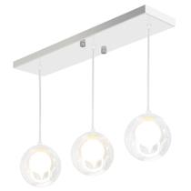 Pendente Retangular Triplo Branco Harmony Bolinha Vidro