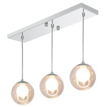 Pendente Retangular Triplo Escovado Harmony Bolinha Ambar