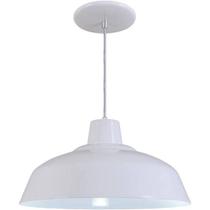 Pendente Retrô 34cm Luminária Lustre Alumínio E27 Branco Brilhante