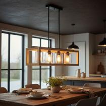 Pendente Rústico Caixote em Madeira 70cm 4E27 LA0058 Delis Pendente Rústico Caixote em Madeira 70cm 4E27 LA0058 Delis