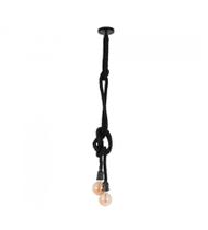 Pendente Rústico De Corda 1,80M 2 Lâmpadas Preto