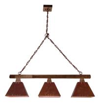 Pendente Rústico Trilho Mesa Napoli 3 Lâmpadas Vintage Madelustre