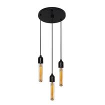 Pendente Sala de Estar Retro Preto MJ-4162-3 Suporte Para Lâmpada - Não Inclusa - Bivolt