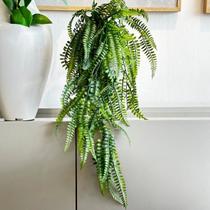 Pendente Samambaia 80cm Artificial Toque Real Folhagem Realista Decorativa