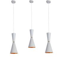Pendente Set Cônico Ø18X41,5CM Metal Branco e Dourado - Bella Pendente Set Cônico Ø18X41,5CM Metal Branco e Dourado - Bella