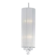 Pendente Silk Redondo Fio de Seda Prata com Cristais 18X50cm 2X E27 - Bella Iluminação - HU2089S