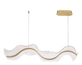Pendente sinuous linear ondulado metal dourado vidro transp Pendente sinuous linear ondulado metal dourado vidro transp