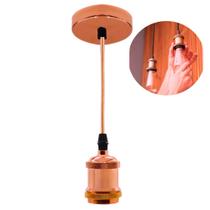 Pendente Soquete Bocal E27 Lustre Luminária Cromado Decoração Rose Gold Luxo TB0611991