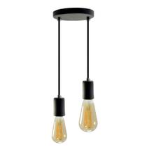Pendente Soquete Copinho E27 Preto Duplo + Led ST64 Pendente Soquete Copinho E27 Preto Duplo + Led ST64