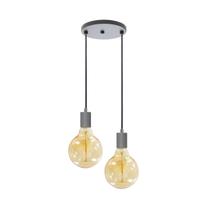 Pendente Soquete Duplo Alumínio Cinza P/ Lâmpada E27 St1696