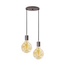 Pendente Soquete Duplo Alumínio Marrom P/ Lâmpada E27 St1696 Pendente Soquete Duplo Alumínio Marrom P/ Lâmpada E27 St1696