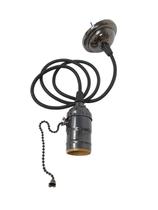 Pendente Soquete E27 Alumínio Retrô com Interruptor Preto Pérola