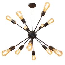 Pendente Sputnik Atom Preto + 12 Lampadas Filamento de carbono 220V st64 St598