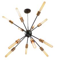 Pendente Sputnik Atom Preto com Cobre + 12 Lampadas Filamento de carbono 110V T30 St598