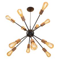 Pendente Sputnik Atom Preto com Cobre + 12 Lampadas Filamento de carbono 220V st64 St598