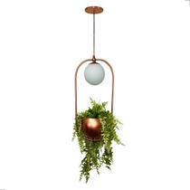 Pendente Terrário Globo De Vidro Com Suporte Para Plantas + Lâmpada Inclusa