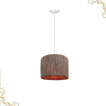 Pendente Teto Luminária Bivolt Sisal Cor Palha ou Chocolate Sofisticada Design Rústico Natural