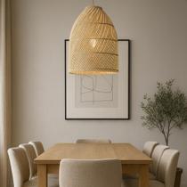 Pendente Teto Luminaria Madeira Bambu Sala Quarto Gambier 50cm