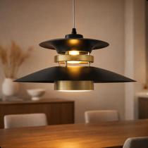 Pendente Teto Luxo Preto Sofisticado Elegante Linear Grandia 38cm Pendente Teto Luxo Preto Sofisticado Elegante Linear Grandia 38cm