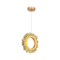 Pendente Teto Sol Anel Flor Led 3 Cores Dourado Bivolt 7W