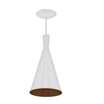 Pendente Tom Dixon Funil Corneta Gourmet Branco com Cobre Pendente Tom Dixon Funil Corneta Gourmet Branco com Cobre