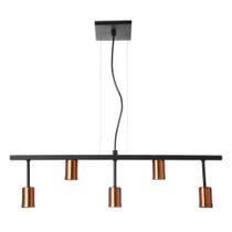 Pendente trilho para 5 lampadas cor preto e cobre