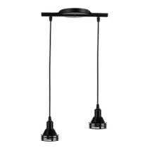 Pendente Trilho Saturno Soquete E27 Lustre Termoplástico 2 Lampadas Branco Preto