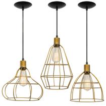 Pendente Trio Aramado Poptem Veneza Dourado Pendente Trio Aramado Poptem Veneza Dourado