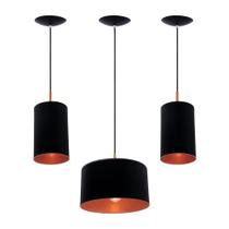 Pendente Trio Bilboquê Poptem Sling Large Aluminio Preto E