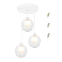 Pendente Triplo Harmony Bolinha Branco + Lampada G9 6000k