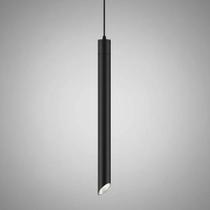Pendente Tubo Chanfrado preto c/ interior branco Cod. 5576 1G9 bancada, lavabo, quarto- Metal Domado