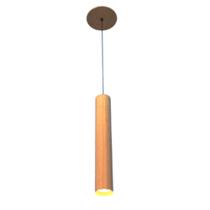 Pendente Tubo Cilindro 50cm 1xGU10 Em Madeira