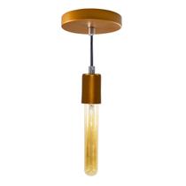 Pendente Tubo Cilindro Alumínio 6cm Cobre + Filamento Carbono T30 220V St458