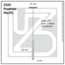 Pendente Tubo Palito 30Cm - Preto + Lampada Led 4W