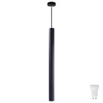 Pendente Tubo Preto 50cm Canopla 6cm LED Branco Neutro