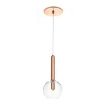 Pendente tubo rose fosco com vidro transparente 1G9 PD5221 - OldArtisan