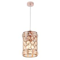 Pendente Tupiara Metal Rose C/cristais 1lamp E14 Qk 602 Pendente Tupiara Metal Rose C/cristais 1lamp E14 Qk 602