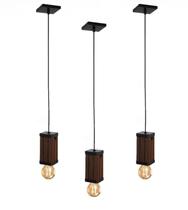 Pendente Vertical Madeira CAPELLA Cabo PP C/ Lampada 4W Ambar