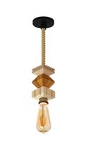 Pendente Vertical Madeira Corda JASPE C/ Lampada 4W Ambar