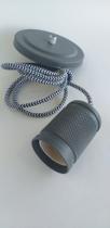 Pendente Vintage Fio Tecido Zebrado Soquete E27 - Cinza Concreto Pendente Vintage Fio Tecido Zebrado Soquete E27 - Cinza Concreto